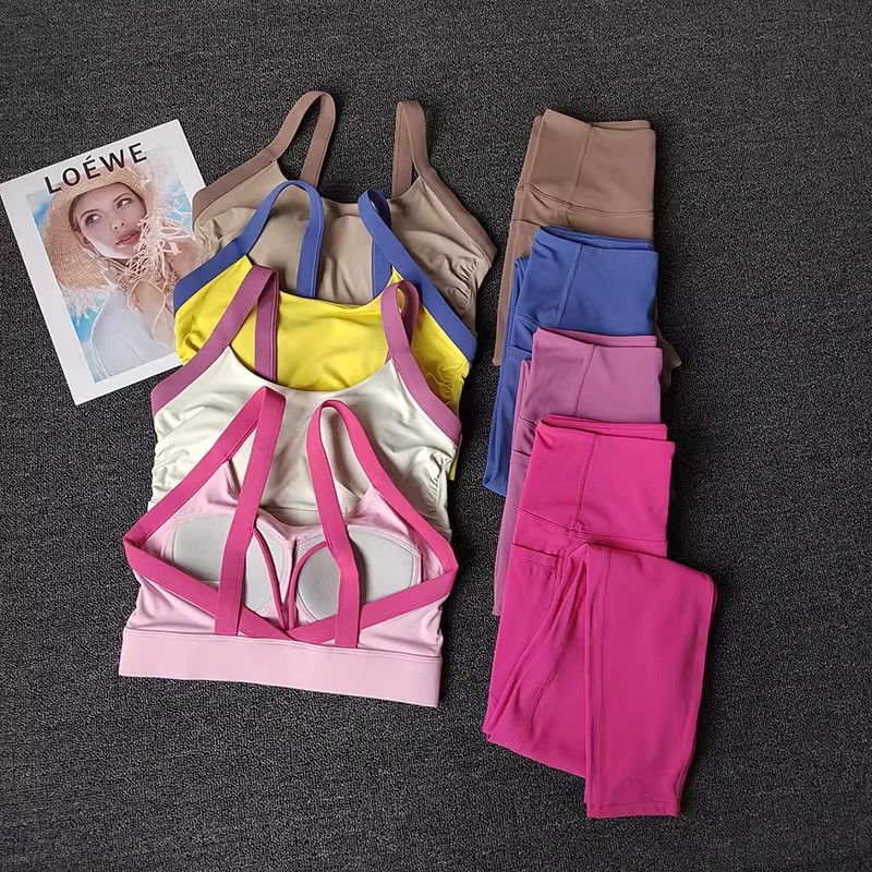 2PCS Women's High-End Yoga Workout Suit Fitness Set Sportswear Gym Clothing Set with Sports Bra And Leggings Set