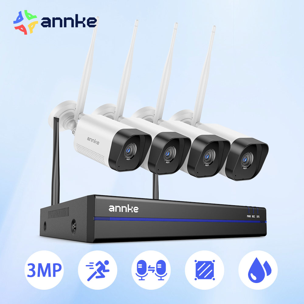 ANNKE WiFi ビデオ監視システム 5MP NVR 3MP IP カメラ音声録音セキュリティカメラ AI 検出 CCTV カメラキット付き
