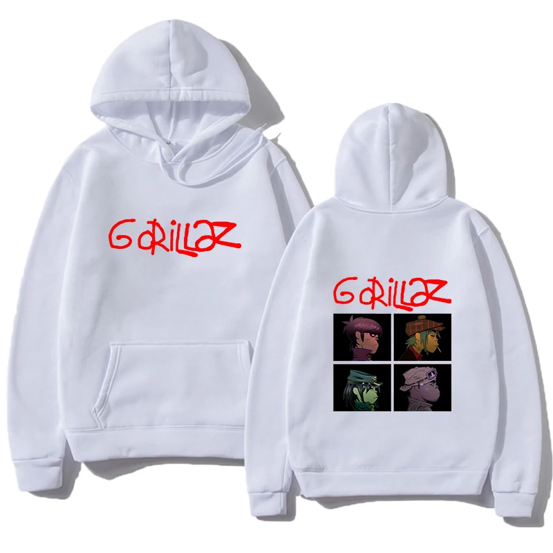 2024 春ロックプリントパーカー音楽バンド Gorillazs パンク 90s カジュアルファッションスポーツシャツ新しい男性プラスサイズプルオーバーユニセックス