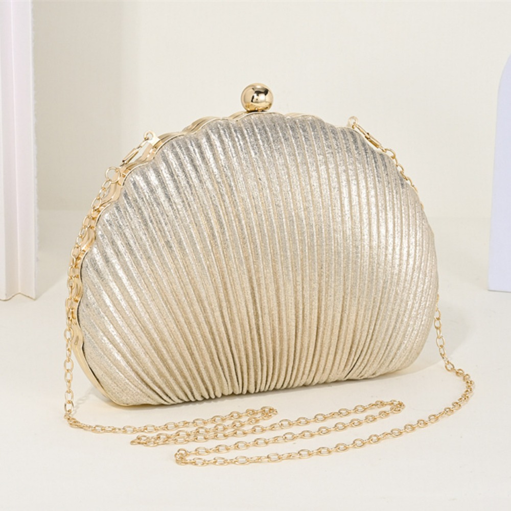 ファッショナブルなシェルイブニングバッグ女性のためのプリーツショルダークロスボディバッグチェーンパーティー結婚式クラッチレディース財布ハンドバッグ