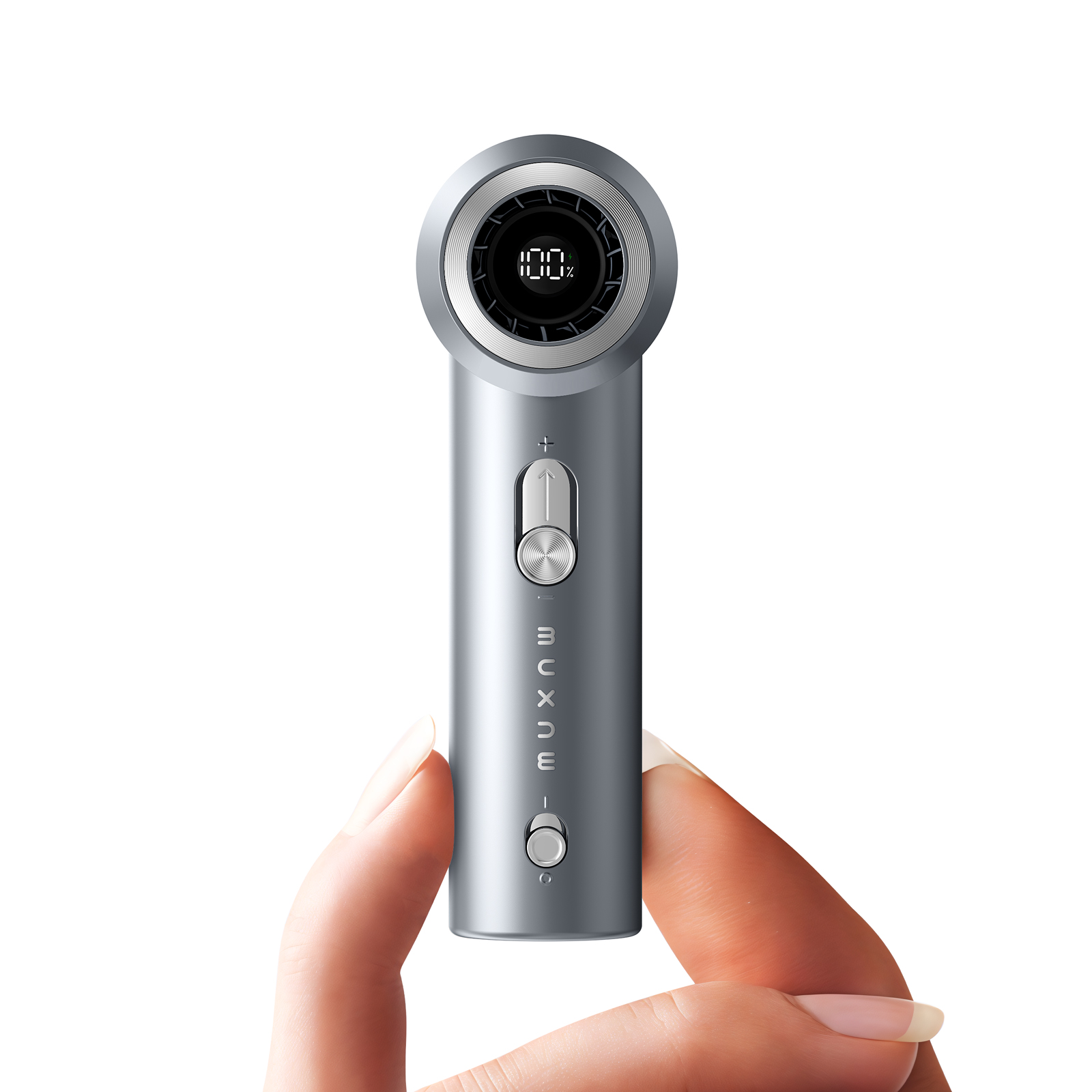 MUXNW ミニハンドヘルドファン、16800RPM 100 スピードディスプレイ、安全ロック、1800mAh 充電式ポータブル
