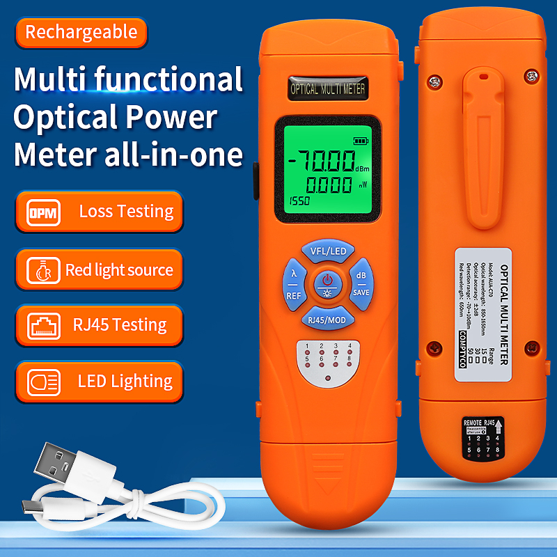 オールインワン光ファイバケーブルテスター FTTH ツール充電式ミニ光パワーメーター/30mW 視覚的障害ロケータ/Rj45 テスト