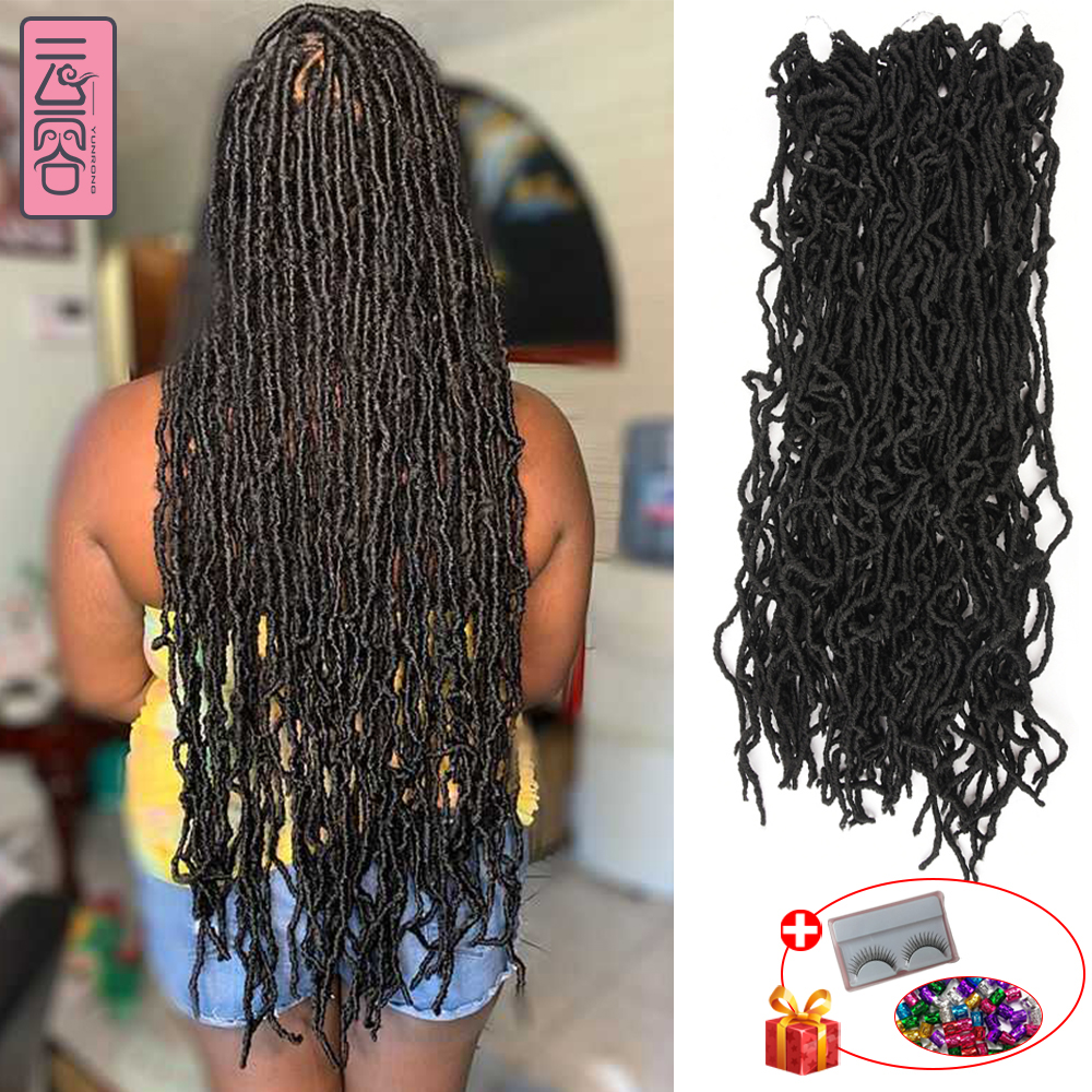 YunRo​​ng Nu Locs かぎ針編みの髪 36 24 18 インチ 21 ストランドフェイク Locs エクステンションソフト女神編組ドレッドヘア黒人女性用