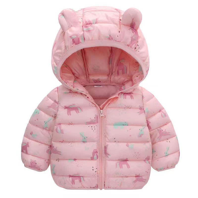 卸売冬の男の子女の子ベビーフグジャケット生き抜く子供ジッパークマ耳フード付きコートファッショナブルな子供服
