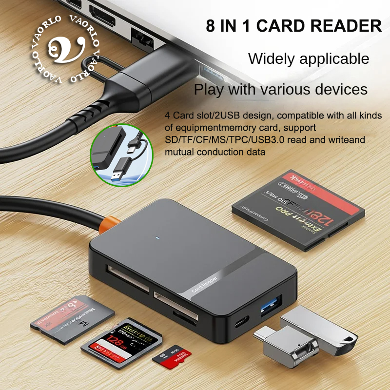 8 in 1 USB カードリーダー 3.0 カードリーダー SD マイクロ SD TF CF MS U ディスクコンパクトフラッシュカードアダプターラップトップ用スマートカードリーダー