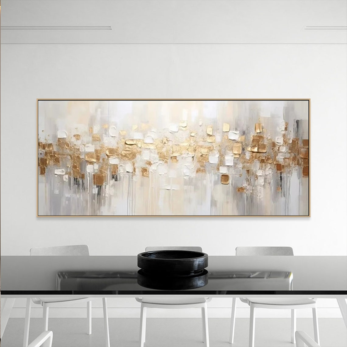 ゴールド抽象絵画キャンバステクスチャー壁アート金箔絵画自由奔放に生きる壁の装飾明るい絵画大型現代アート絵画