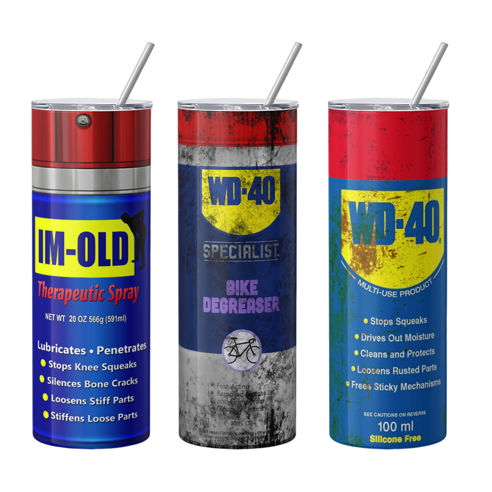 クリエイティブ 20 オンス ウォーターカップ ストロー付き、メカニックギフト用大容量ウォーターカップ、WD40 ダーティーパターン付きステンレス製魔法瓶