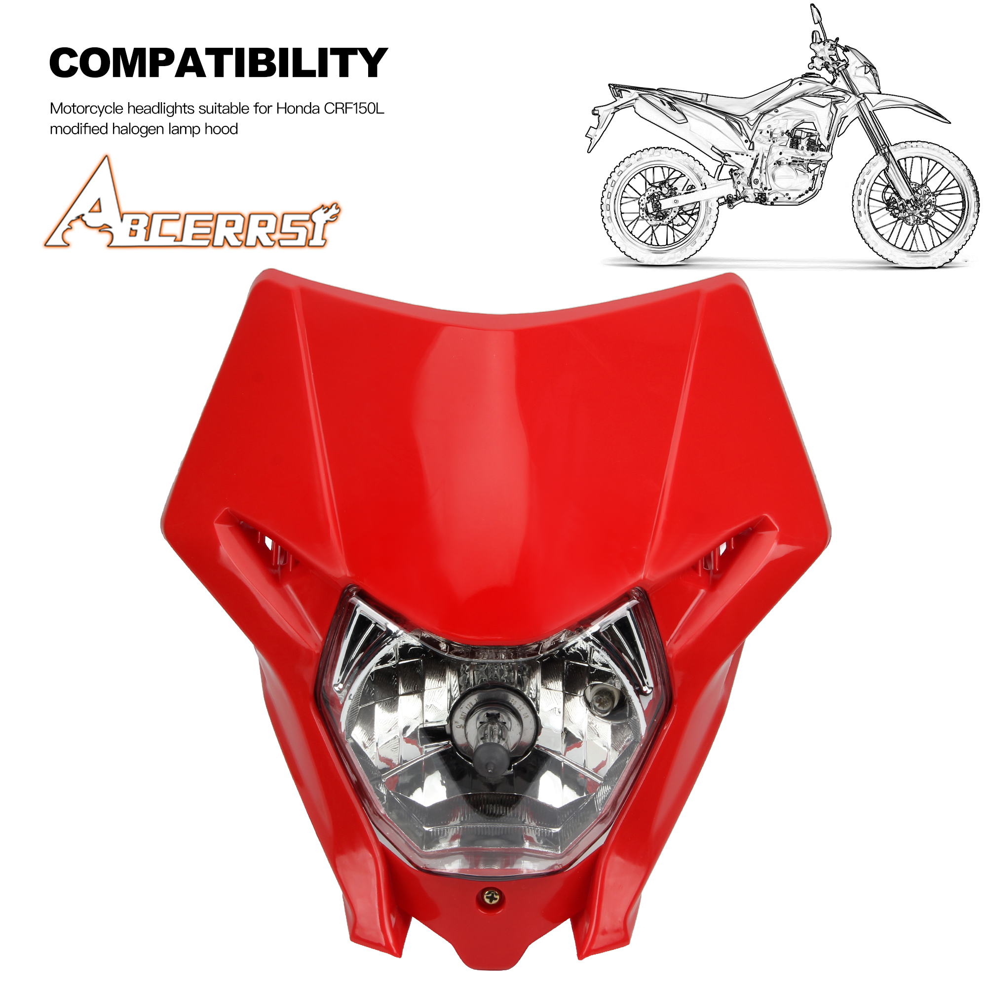 オートバイハロゲンヘッドライトホンダハロゲンヘッドライトプレート CRF150L 150R 150F 230L 250L 250X 250M スーパーモトダートバイクエンデューロ