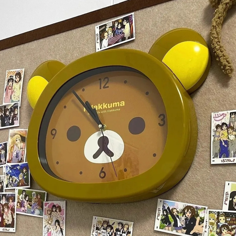 リラックマにインスパイアされたかわいいサイレント壁時計スイープセコンド装飾時計子供用寝室リビングルーム家の装飾