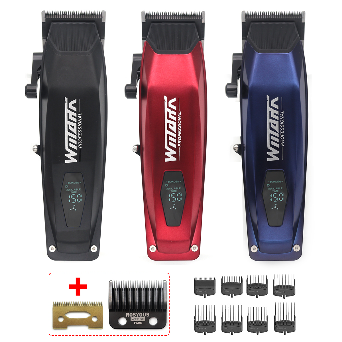 WMARK NG-125 プロのバリカン男性用 LCD ディスプレイセラミック刃タイプ C-USB ポートヘアカット機ヘアトリマー