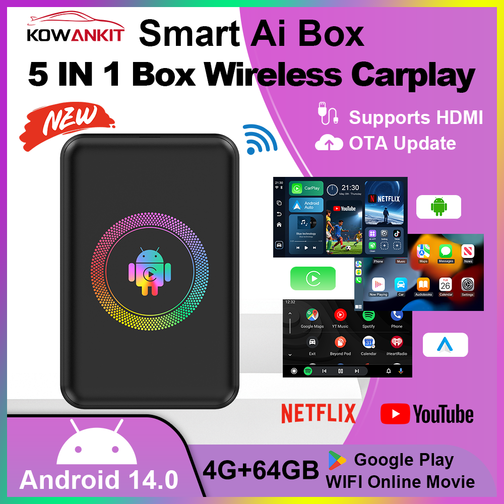 2026 Kowankit 4 64G Android 14 ワイヤレス CarPlay Ai ボックス スマート プラグ