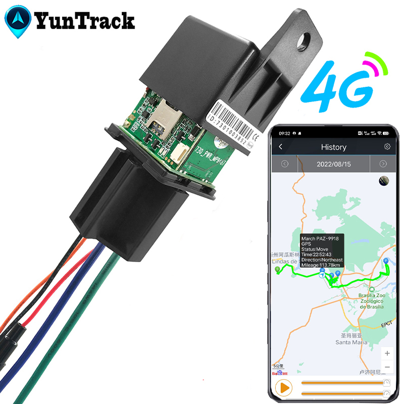 4G GPSトラッカーカーリレーカットオフオイル追跡モーターバイクACCステータスレッカー移動位置通話SMSアラーム隠し安全装置