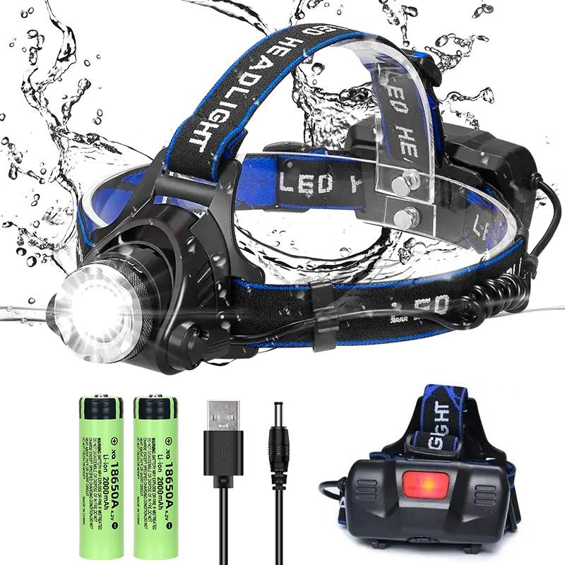強力な T6 Led ヘッドランプ 3 モードヘッドライトズームヘッドランプ懐中電灯トーチ 2x18650 バッテリー USB 充電式釣りランタン