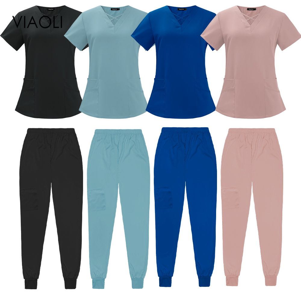 Viaoli 女性のスクラブ高品質医療制服アクセサリー手術室手術服歯科医院ドクタースクラブスーツ