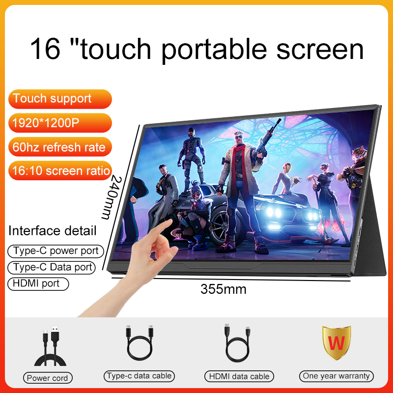 LANLIPU 16 インチタッチスクリーンポータブルモニター 1200P 超薄型 HDR IPS トラベルディスプレイ Steam デッキラップトップスイッチ PS4 PS5 Xbox