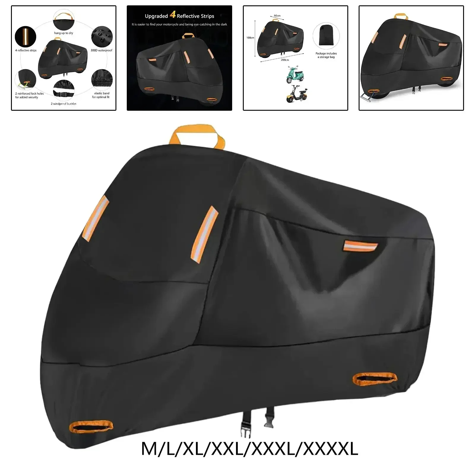 オートバイカバー防水オールシーズン防塵 UV 保護屋外屋内スクーター 210D 耐摩耗性生地バイクカバー