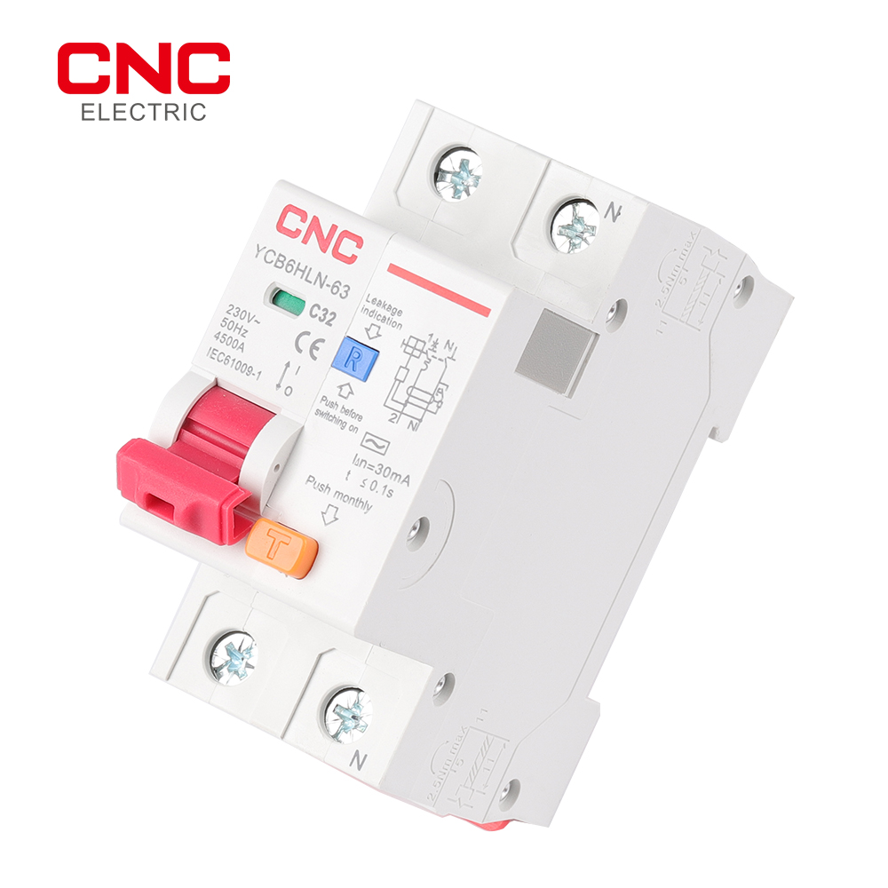 CNC YCB6HLN-63 230V 50/60Hz RCBO 30mA MCB 残留電流サーキットブレーカー 16/20/25/32/40/50/63A 過電流漏れ保護