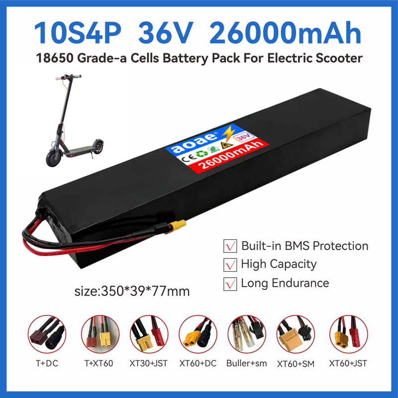 36V 電動スクーターバッテリー 10S4P 14Ah 18650 グレード A セル 500W-1000W 内蔵 BMS M365 XT30 JST 長距離用