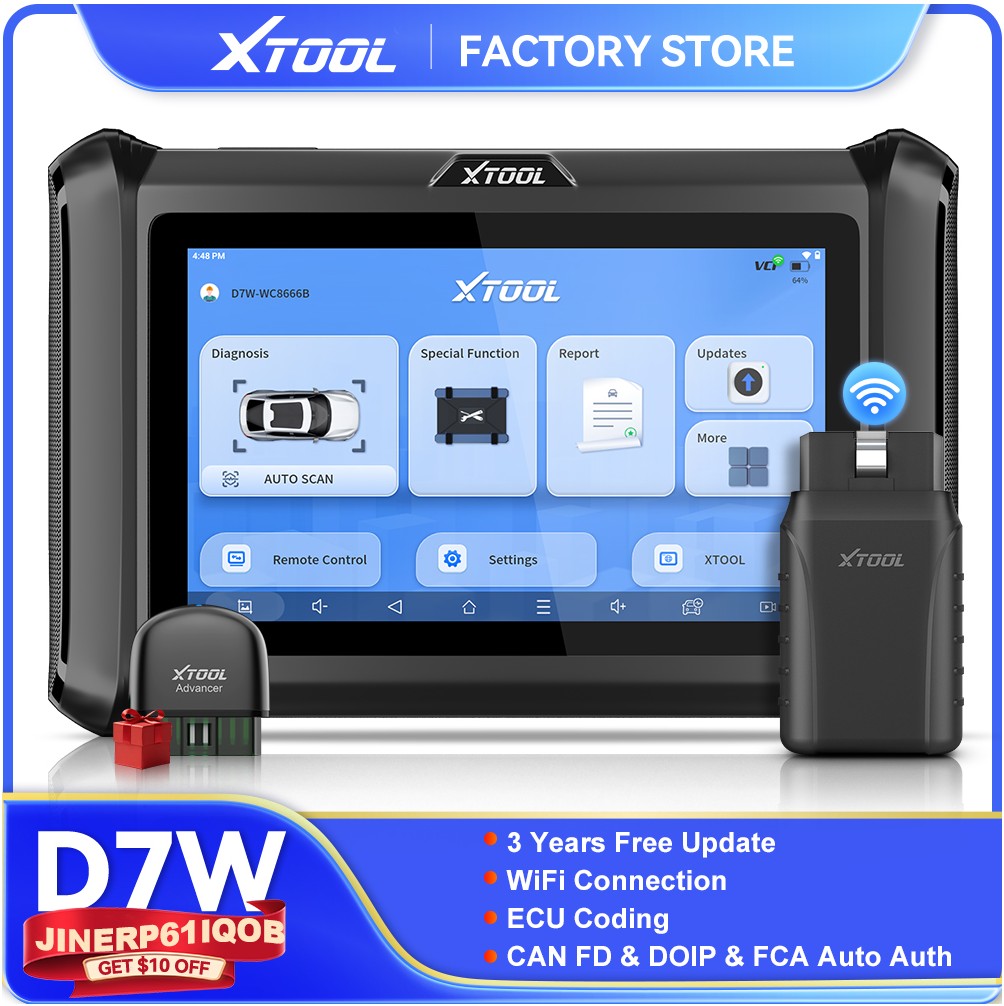 XTOOL D7W Bluetooth 診断ツール全システム自動車スキャナ双方向制御 ECU オンラインコード CAN FD DOIP 内蔵