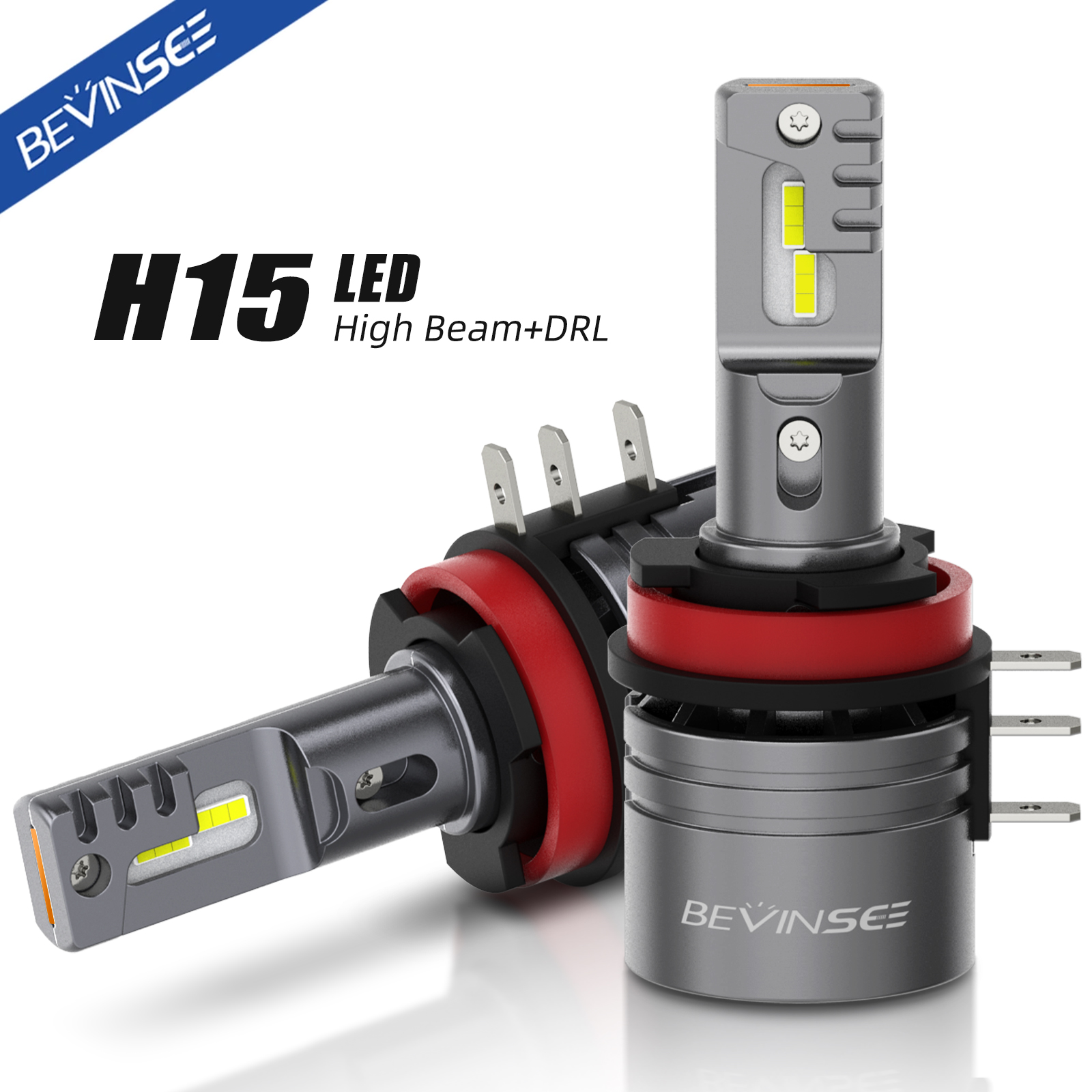 BEVINSEE 2 個 H15 LED 電球ハイビーム DRL デイタイムランニングライトターボ自動 LED ランプ BMW アウディフォード VW ベンツマツダ 6000K 12V