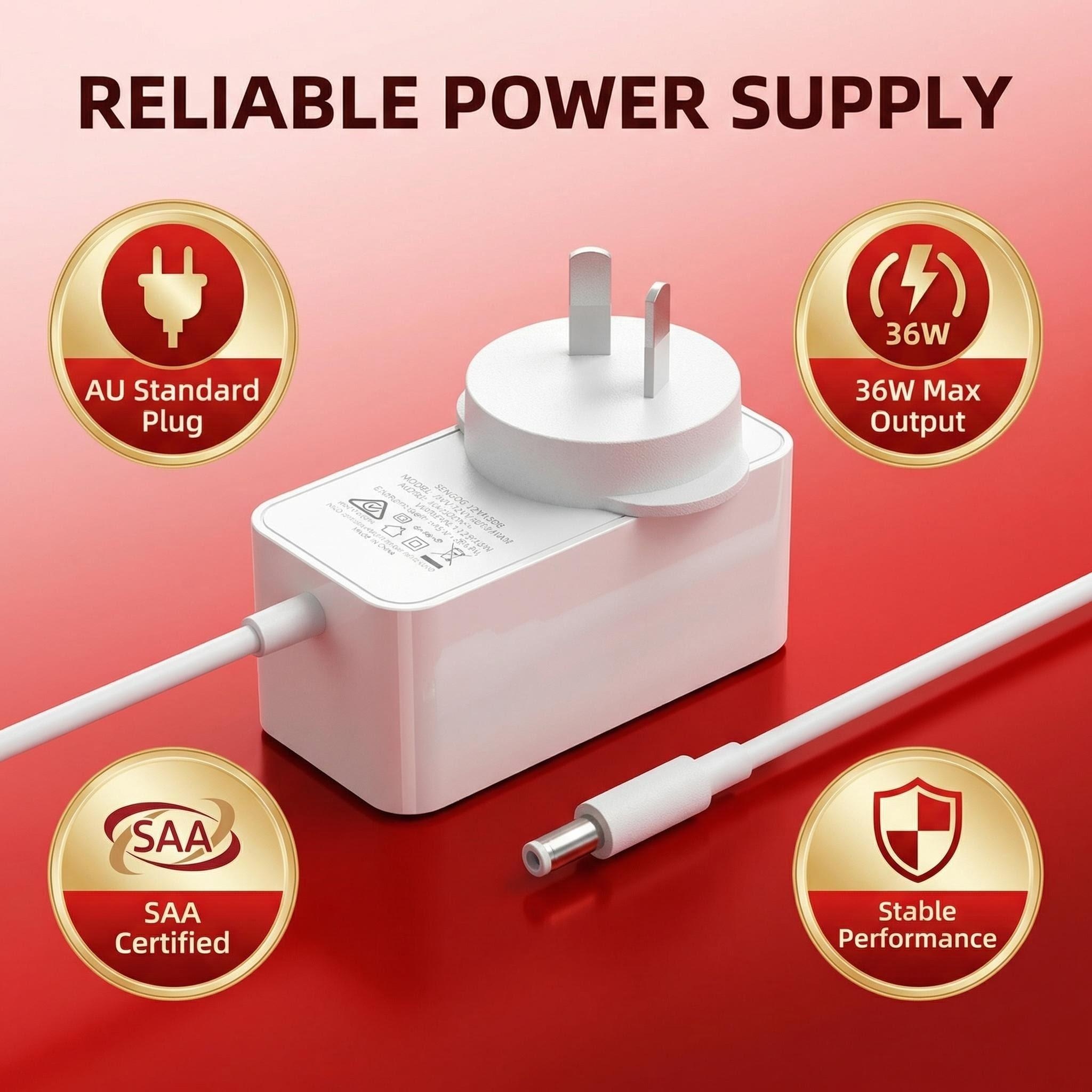 オーストラリア標準 12V3A ハイエンド電源アダプタ 36W 5.5MM*2.5MM 100-240V DC アダプタ