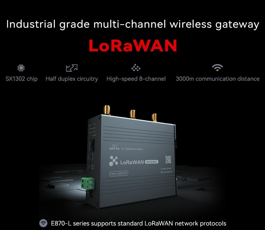 LoRaWAN ゲートウェイ 470/868/915 MHz SX1302 高速 8 チャンネル 27dbm 3KM CDSENET E870 半二重 LoRaWAN 標準プロトコル ゲートウェイ