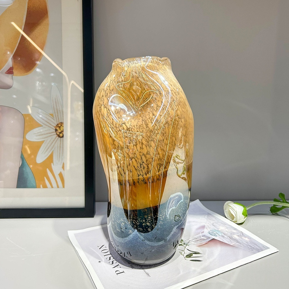 センス中世手工芸アート釉薬花瓶リビングルーム玄関ダイニングテーブルフラワーアレンジメントモデルルーム高度な装飾