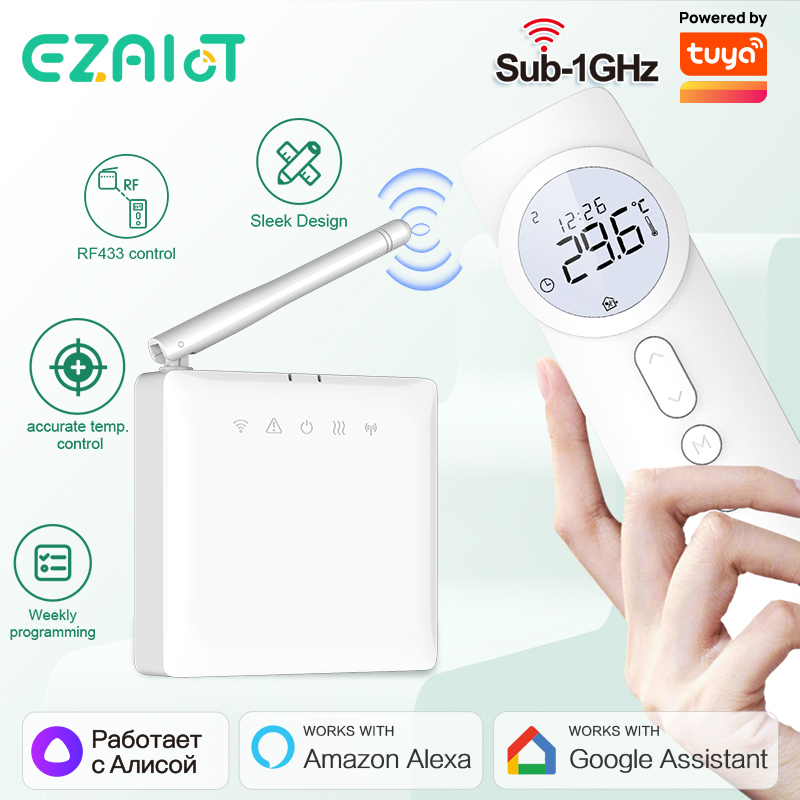 RF ワイヤレス WiFi デジタルサーモスタット 220V スマートホーム Tuya バッテリー温度調節器給湯ガスボイラーおよびアクチュエーター Alexa