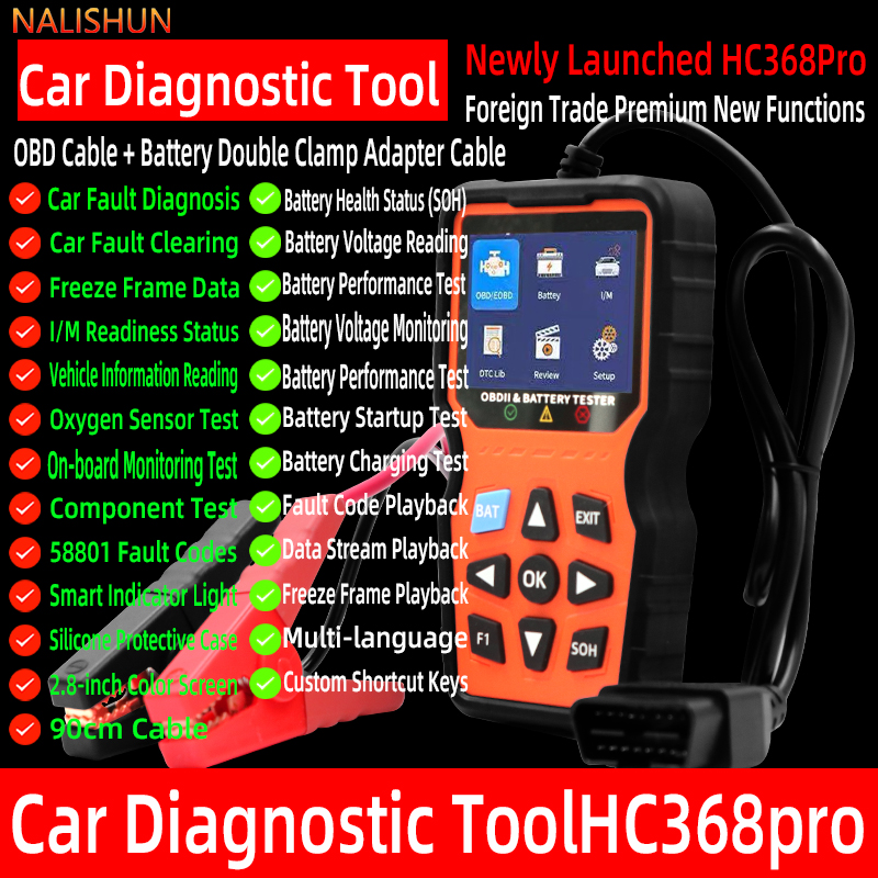 車OBD2スキャナー診断ツールコードリーダー、車電圧テスターエンジン故障コードスキャナー多言語車診断ツール