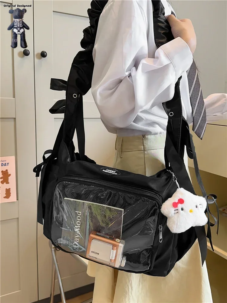 ビッグ痛バッグインサート付き日本かわいいクリア女性ダブルストラップガールズかわいい透明ショルダーロリータ痛バッグ