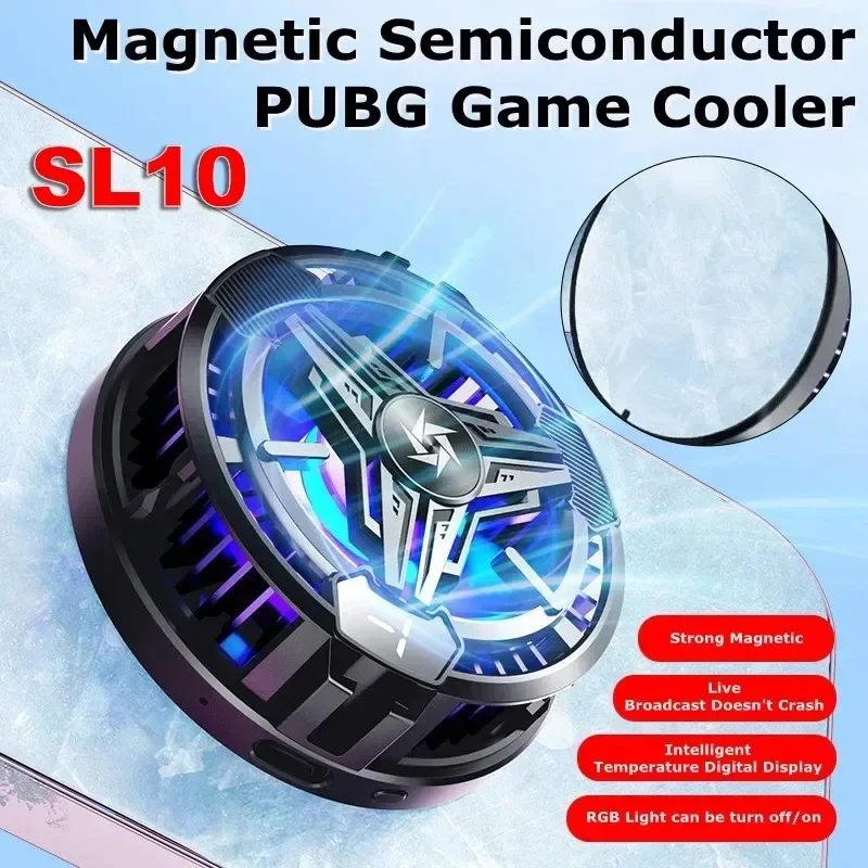 SL10 携帯電話半導体ラジエーター磁気/バッククリップ 2 in 1 冷却ファン IOS Android PUBG ゲームクーラー用 RGB ライト付き