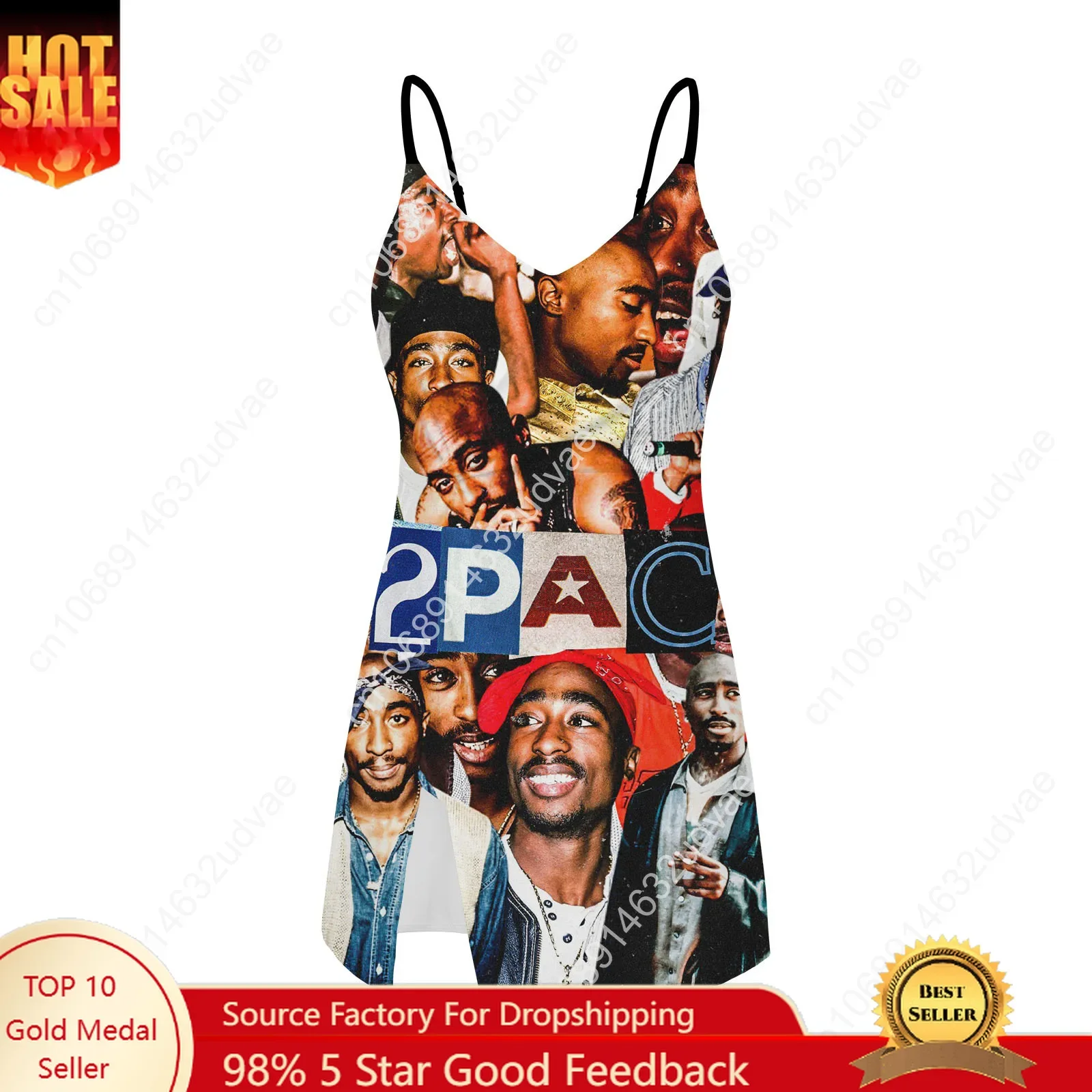 トゥパック・シャクール 2Pac スリングドレス水着レディース水着パーソナライズされたファッション水着ビキニカスタムメイドビーチウェア