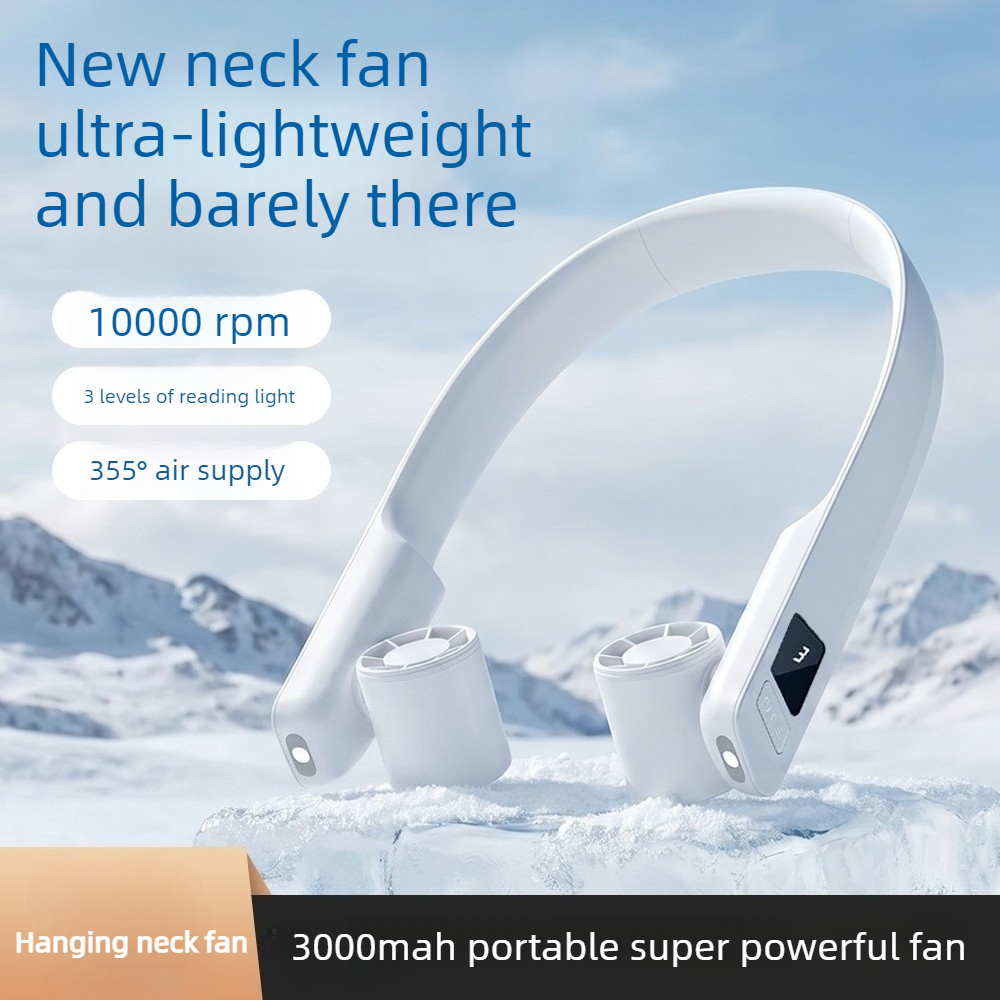 ネックファンポータブル吊り下げ充電式 3000mAh USB 冷却ファン LED ライトブラシレスモーターサイレントエアコン屋外旅行