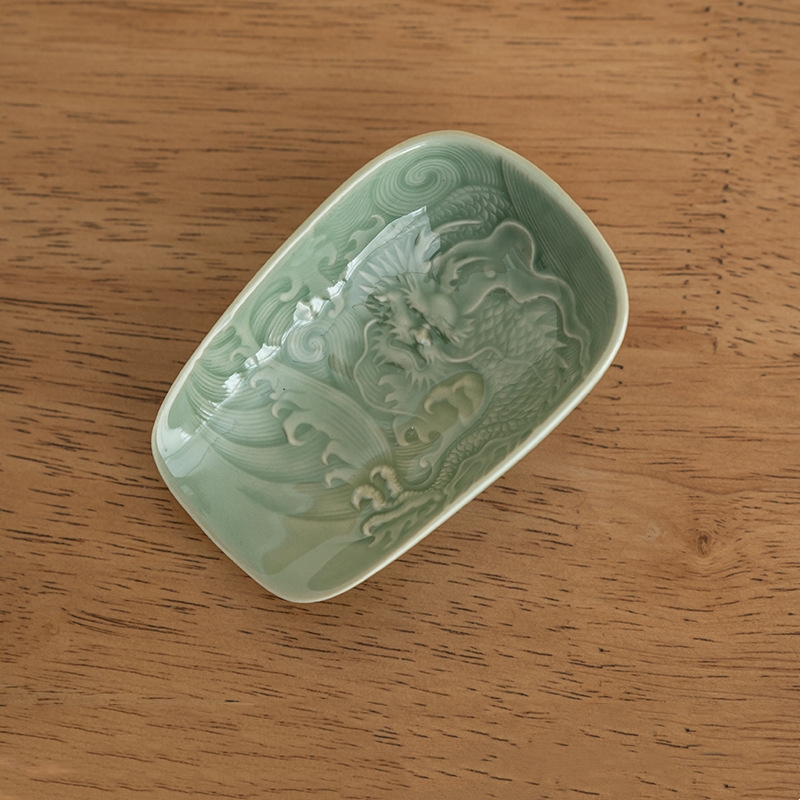 ドラゴン中国茶スプーン青磁クラウド Cha Ze 磁器ティーセットアクセサリー茶道グリーン Cha He 茶スクープリリー鄧