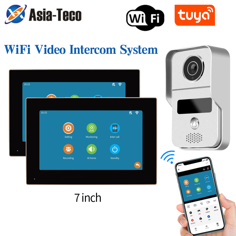 1080P 7 インチ WiFi ビデオインターホン TUYA スマートホーム APP ビデオドアホン RFID アクセス制御システム ヴィラアパート用