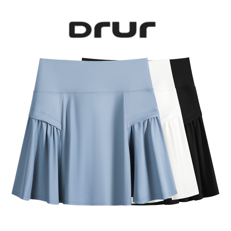 DRUR テニススカート女性ハイウエストスポーツスカートショーツレディース夏ヨガミニプリーツスカートポケット付き女性のゴルフウェア