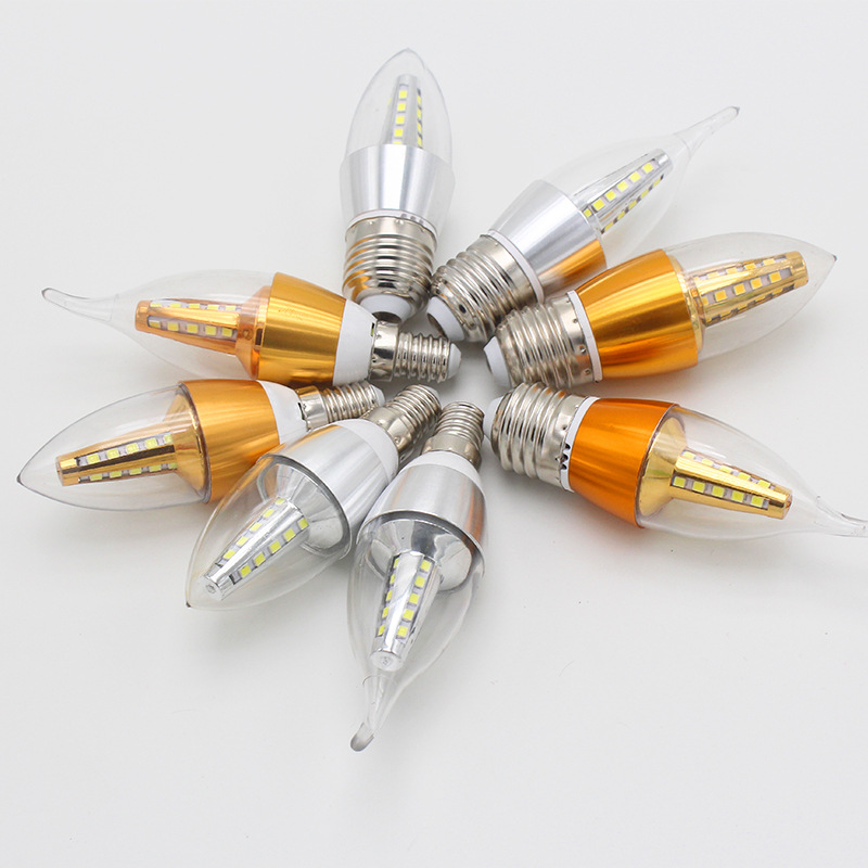 10 ピース/ロット LED 電球キャンドル E14 5 ワット 7 ワット 9 ワット 12 ワットゴールデンアルミライト AC 220 V ランプクールウォームホワイトランパーダボンビラスルミエールランプ