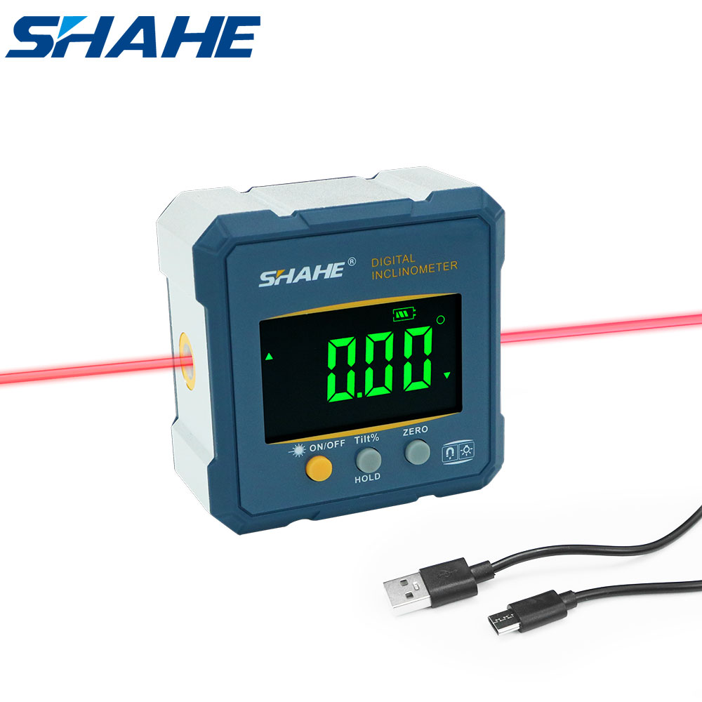 SHAHE デジタル角度ファインダー分度器、2 in 1 デジタルレベル角度ゲージ充電式デジタル傾斜計角度測定ツール