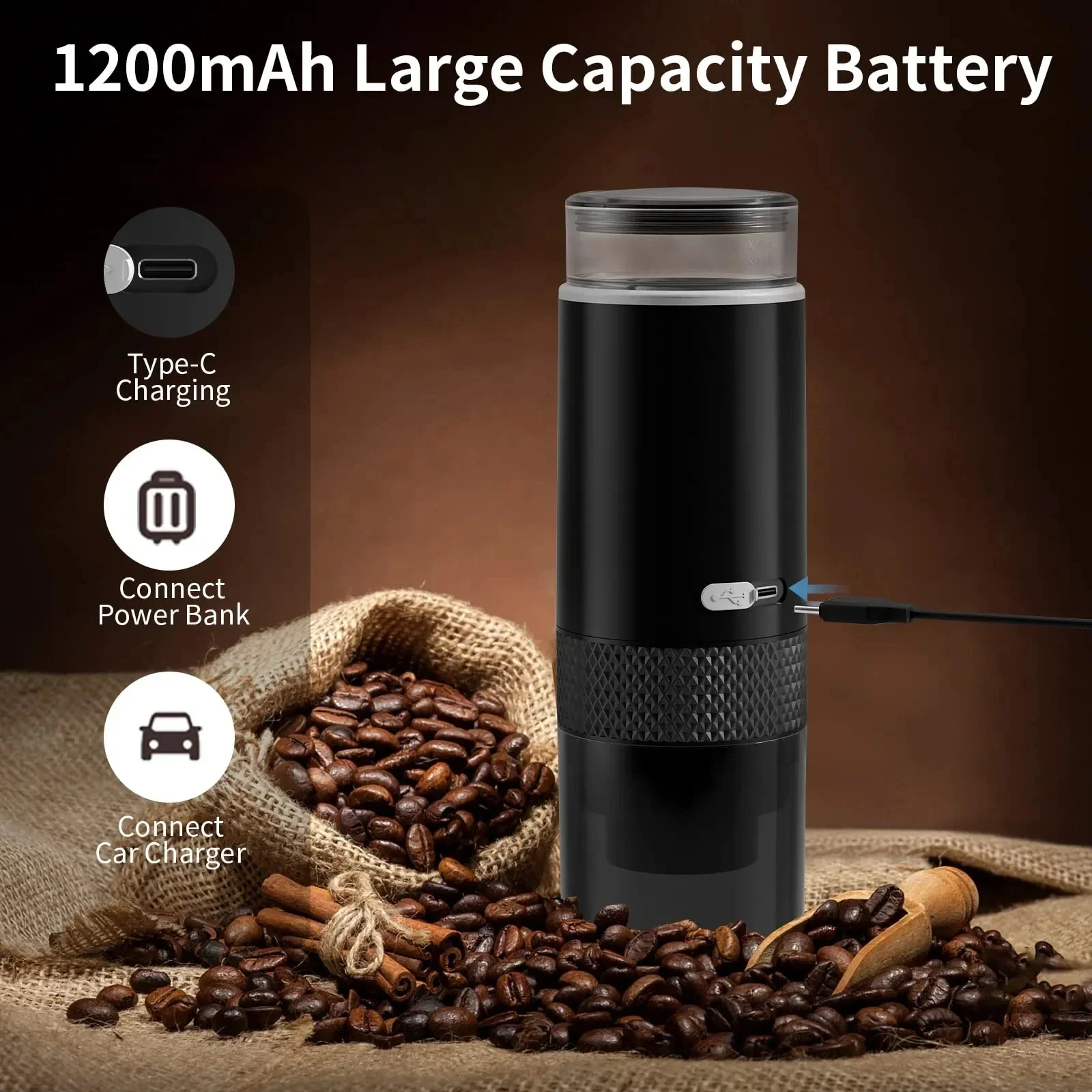 2024 新しいポータブルコーヒーマシンコーヒーメーカー電動カプセル挽いたコーヒー醸造所コーヒーパウダーとコーヒーカプセルに適合