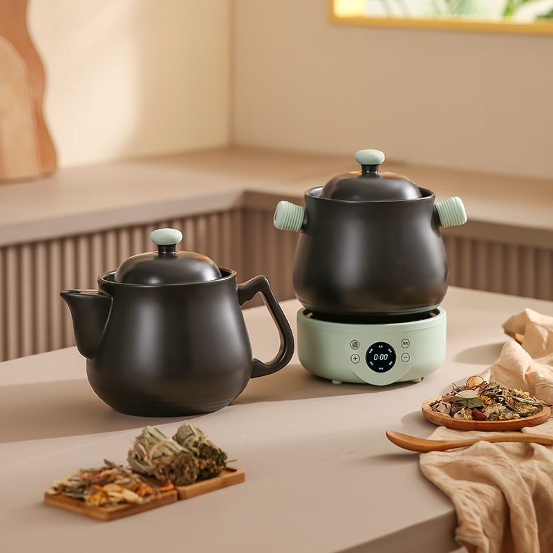 1.8L スマート漢方薬ポット多機能セラミックスプリット健康ポットスープ/お粥電気シチューポット自動保温