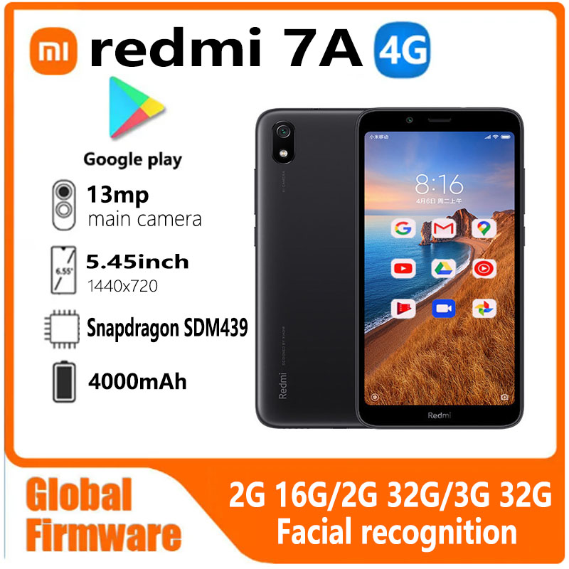 Xiaomi Redmi 7A スマートフォン グローバル ファームウェア 4G 5.45 インチ 1440×720 13MP クアルコム Snapdragon 439 顔認識中古電話