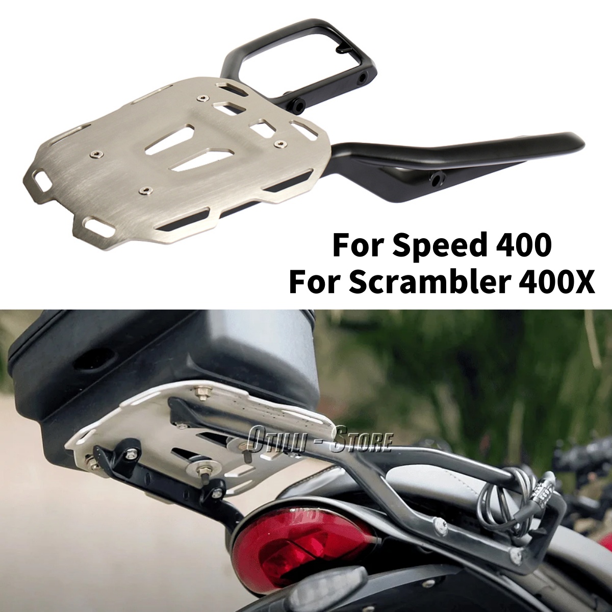 オートバイリア荷物ラックトライアンフスピード 400 スクランブラー 400X 2024 2025 貨物トップケースサポート収納ボックスキャリアブラケット