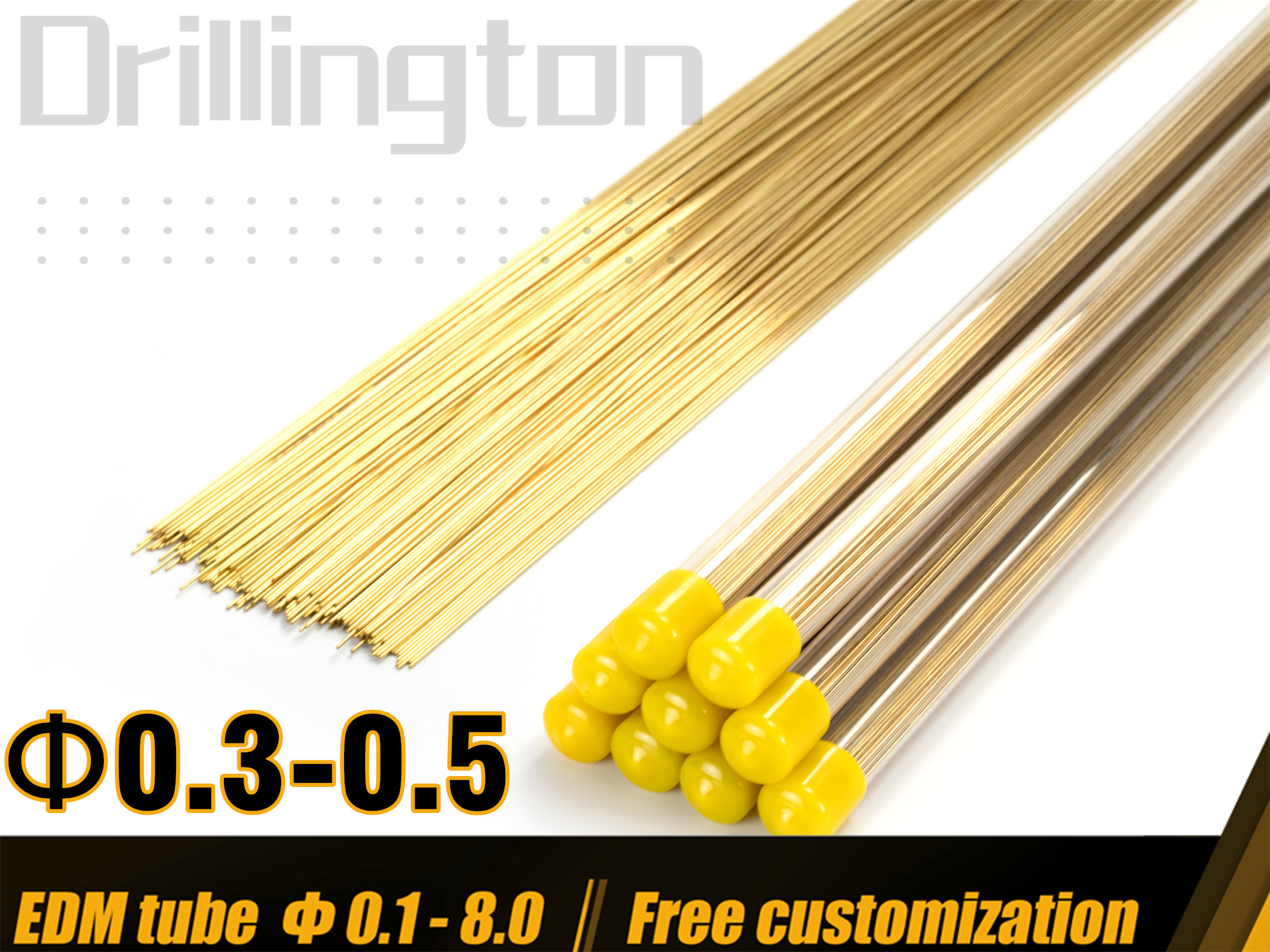 Drillington EDM チューブ真鍮銅高精度 0.3 ミリメートル 0.4 ミリメートル 0.5 ミリメートル 0.55 400 ミリメートル 500 ミリメートル単穴電極管 EDM マシン用