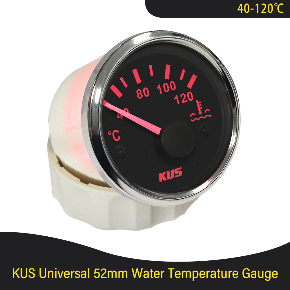 新しい KUS 52 ミリメートル水温計 40-120℃ 25-120℃ 度黄赤バックライト付きボート車オートバイアクセサリー 12/24V