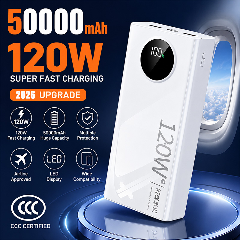 120 ワット超高速充電パワーバンク 50000mAh 大容量デジタルディスプレイポータブル外部バッテリー充電器 Iphone Xiaomi