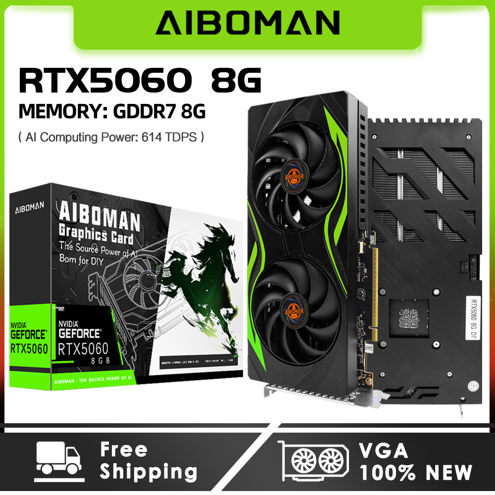 AIBOMAN GPU RTX 5060 8GB GDDR7 3840CUDA HDMI+DP PCI Express X16 5.0 145W グラフィックカード