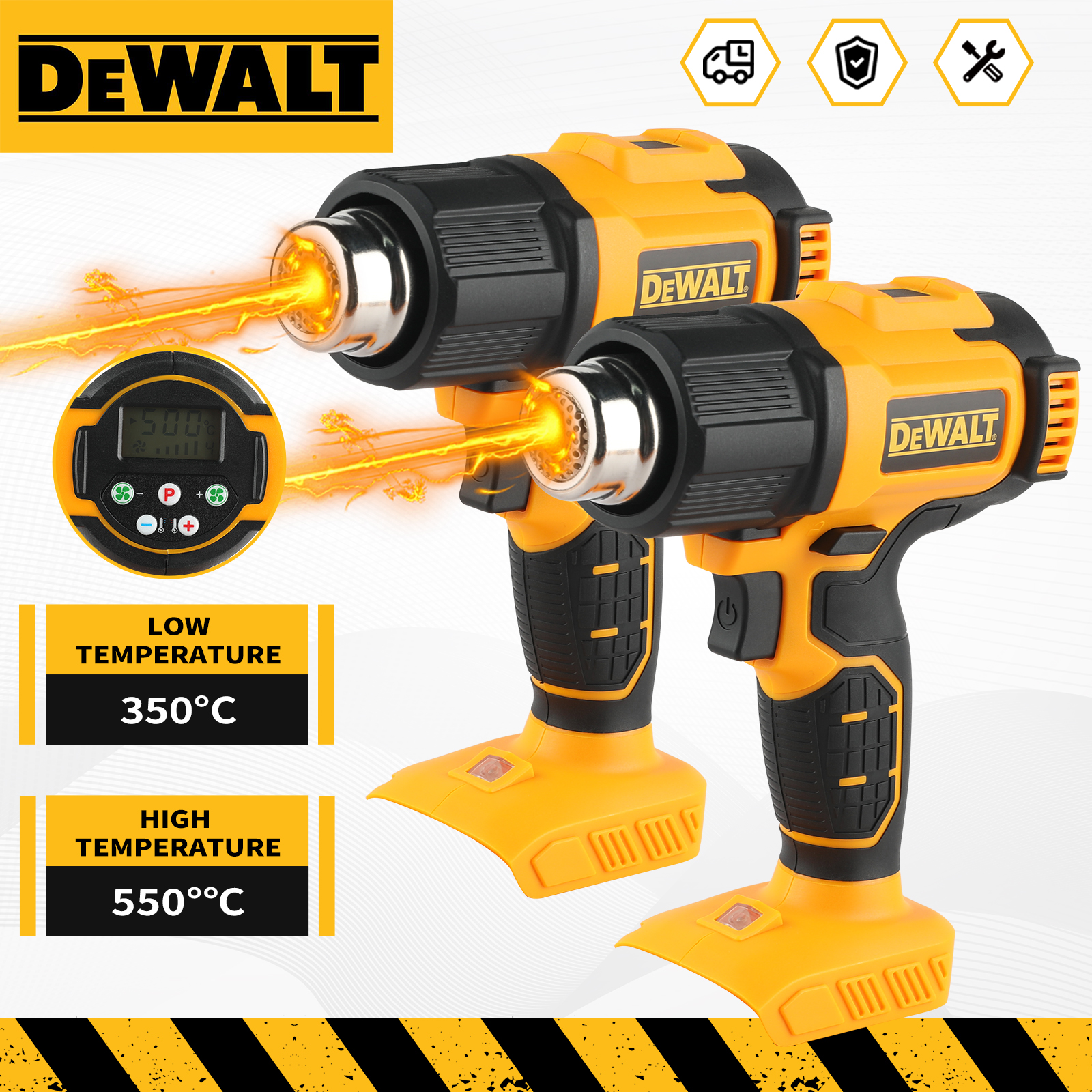DEWALT DCE530 20V 温度調整可能なホットエアガンコードレスヒートガン 550 °C ハイパワー溶接熱送風機電動ツール