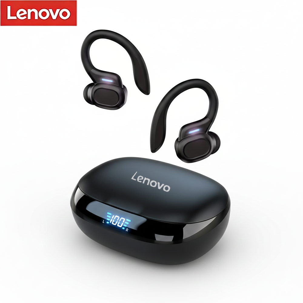 Lenovo スポーツワイヤレスヘッドフォン BT 5.3 over Ear Ture Buds イヤーフック付き防水スポーツイヤホンランニングインイヤーヘッドセット
