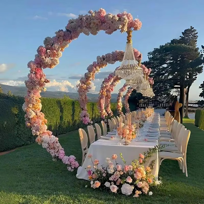 1/2/4 個造花アーチクリスタルシャンデリアブラケット金属鉄半円フレーム屋外結婚式のステージテーブル装飾