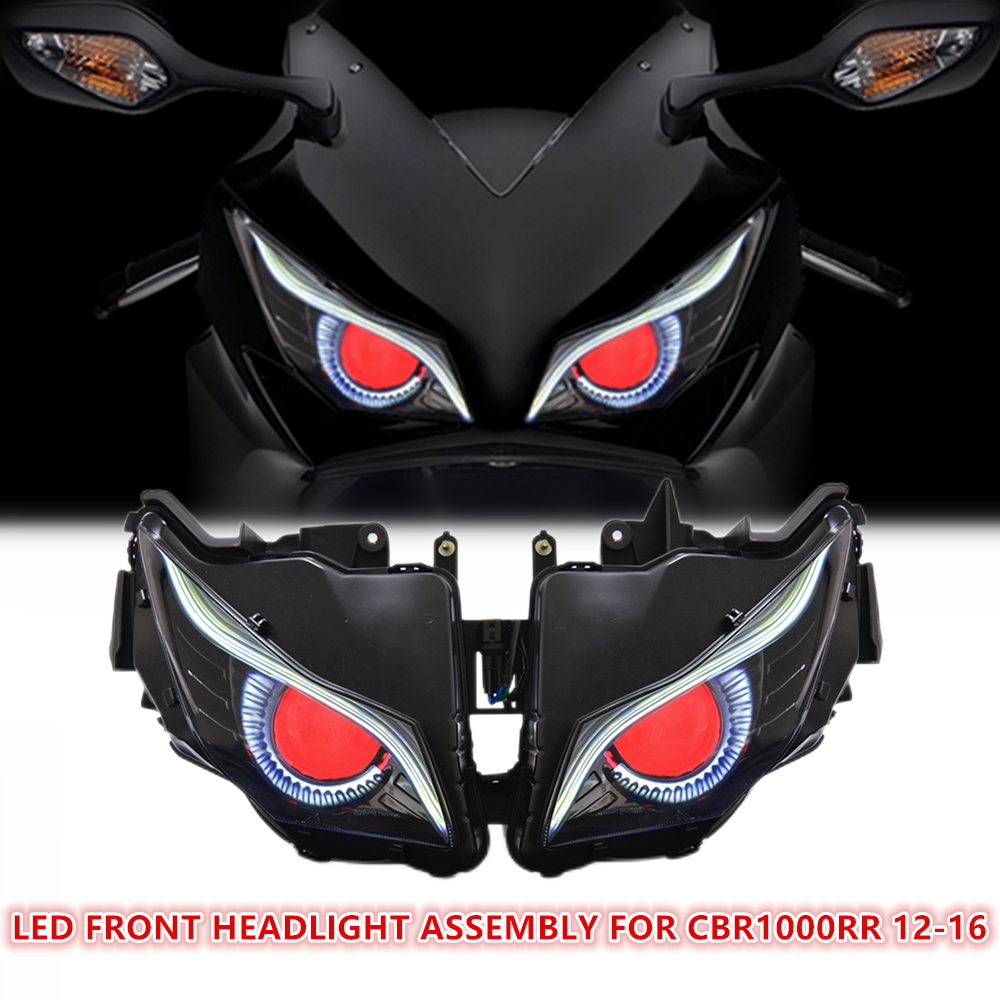 1X フル LED フロントヘッドライトアセンブリホンダ CBR1000RR CBR 1000 RR 2012-2016 イーグルアイズ光ファイバーオートバイ DRL ヘッドランプ